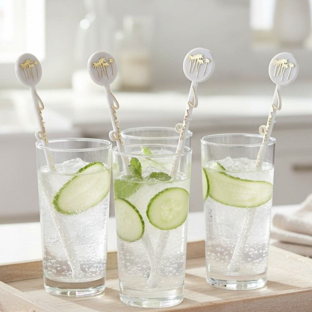 Vintage Mirage Las Vegas Swizzle Sticks White Plastic Drink Stirrers Lot of 4